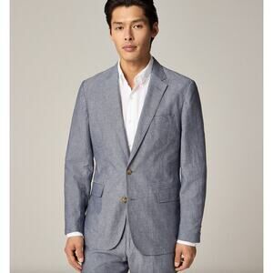 J.Crew Ludlow Slim Fit Unstructured Jacket Irish Cotton Linen Deep Water 44R NWT